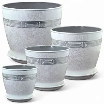 Горшок керамический Бутон Роспись меандр 736997 (3-й из набора), 18х18см, 3,8л; Россия