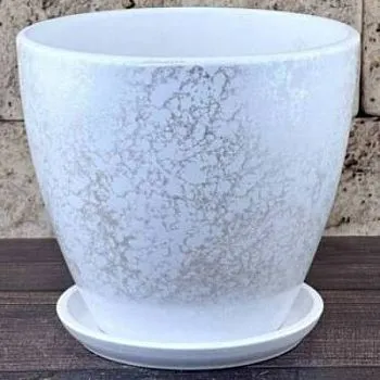 Горшок керамический Питон белый 716289 (4-й из набора), 22х19,5см, 5л; Россия