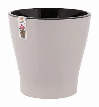 Горшок пластиковый Лея двойной с автополивом, бежевый, 21,5х21,5см, 5л; Россия