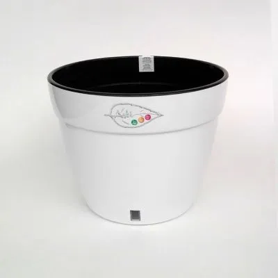 Кашпо пластиковое Асти, бело-черное, 20х16см, 4л; Россия фото в интернет-магазине Флоранж