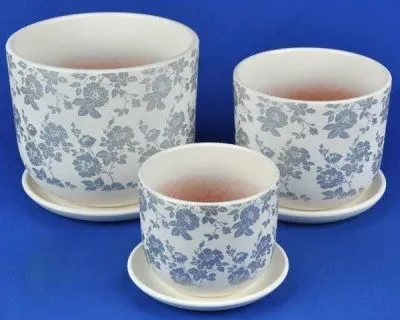 Горшок керамический  Бук шелк  (3-й из набора), белый, Россия фото в интернет-магазине Флоранж