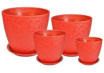 Горшок керамический Бутон винил 03 (2-й из набора), 15х15см, 2л, красный; Россия