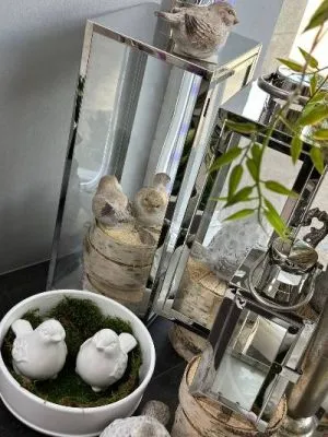 Фонарь (металл/стекло) 18x18xH49см №3, серебро фото в интернет-магазине Флоранж