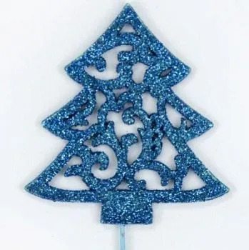 Вставка Елочка с глиттером, 8хH20см, (в уп. 12шт.), синий