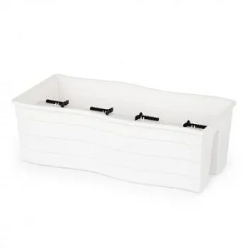 Кашпо пластиковое на перила большое, 58,5х28х20см, 20л, белое; Россия