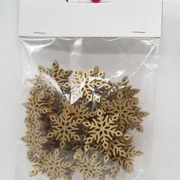 Набор конфетти Снежинки 24шт. (дерево), 3х3см, золото