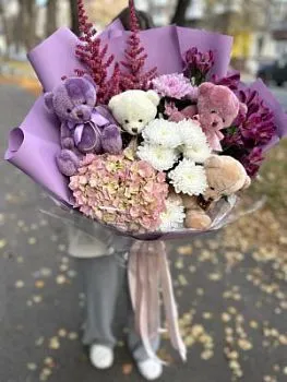 Мишутка , состав , цвет букета Фиолетовый, подходит 