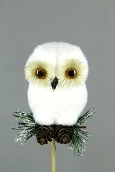 Вставка Сова (полиэстер), 9см, белый
