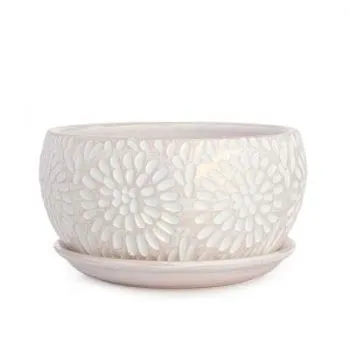 Горшок Астра плошка 18смх11см, 1,8л, бел/жемчуг; Россия