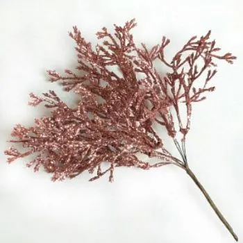 Ветка Туи с глиттером на вставке, H20см, розовый