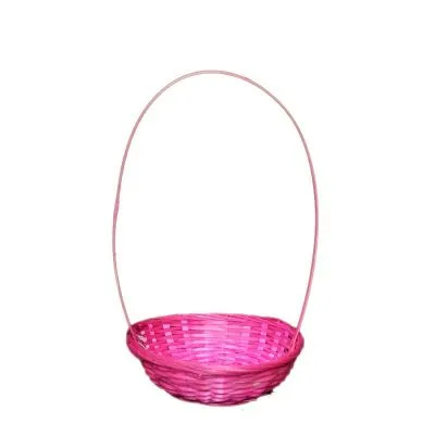 Корзина плетеная (бамбук), розовая, 19xH5см фото в интернет-магазине Флоранж