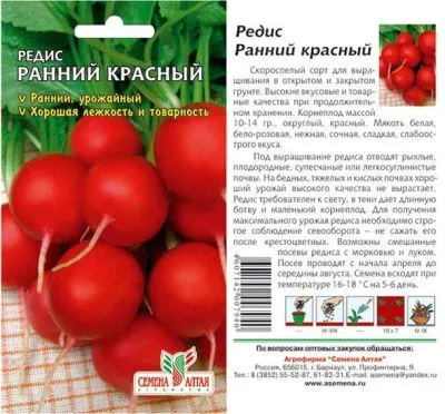 Редис Ранний Красный (цветной пакет) 2г; Семена Алтая фото в интернет-магазине Флоранж