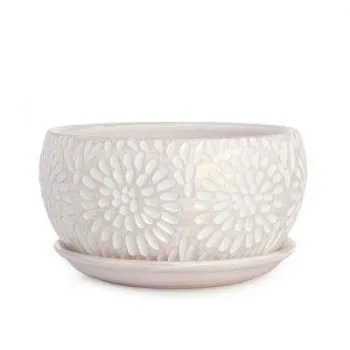 Горшок Астра плошка 18смх11см, 1,8л, бел/жемчуг; Россия