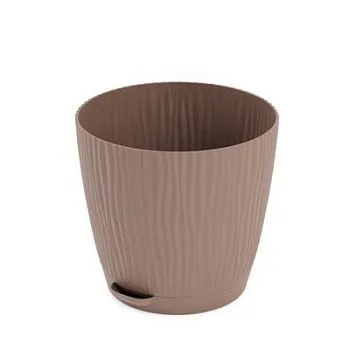 Горшок пластиковый Флис с прикорневым поливом, какао, 18,5х18,5х17см, 3л; Россия