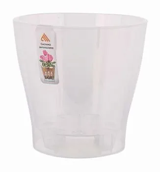 Горшок пластиковый Лея двойной с автополивом, прозрачный, 16,2х16,2см, 2,2л; Россия