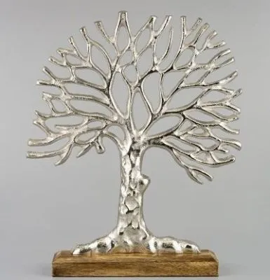 Сувенир Дерево (металл/дерево), H18x12см, серебряный фото в интернет-магазине Флоранж