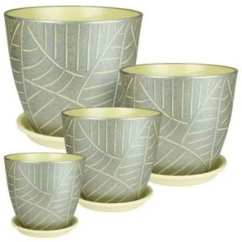 Горшок керамический Бутон Листья 641550 (4-й из набора) 21х21см, 5,4л; Россия