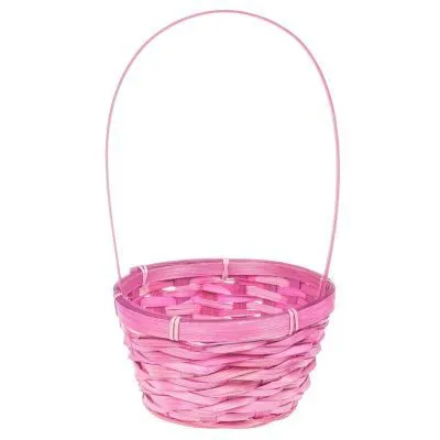 Корзина плетеная (бамбук), розовая, 17хH10.5/33 фото в интернет-магазине Флоранж