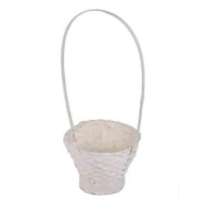 Корзина плетеная Лукошко (бамбук), белая, 23xH17/53см фото в интернет-магазине Флоранж