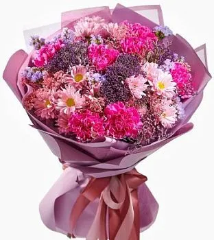 Букет Бархатистый звон , состав Гвоздика, цвет букета Сиреневый Фиолетовый, подходит Маме Мужчине