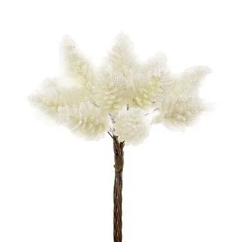 Набор шишек с глиттером на вставках 12шт., D2x2xL12см, белый