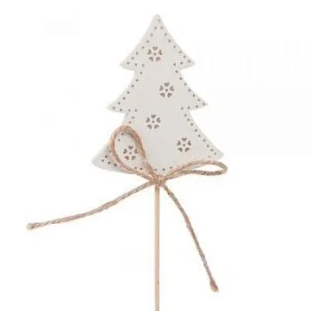 Ель на вставке (дерево), 6х23см, белый