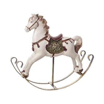 Сувенир Лошадка (полирезин), H23x25x7см, белый/красный фото в интернет-магазине Флоранж