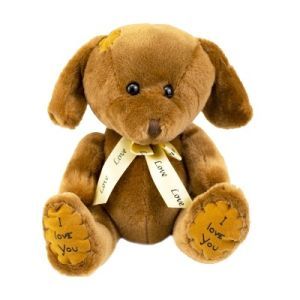 Игрушка м/н Собачка с бантом, 25см, коричневый
