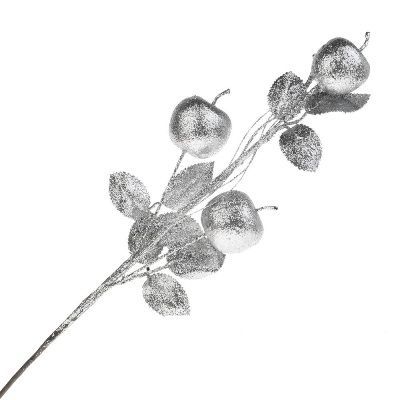 Ветка с яблоками искусственная, 52см серебряный фото в интернет-магазине Флоранж