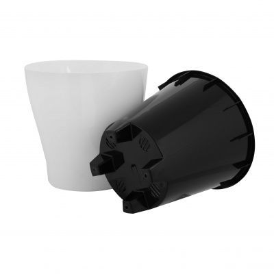 Горшок пластиковый Лея двойной с автополивом, белый, 19х19см, 3,6л; Россия фото в интернет-магазине Флоранж