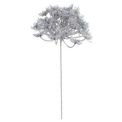 Ветка с глиттером на вставке, H23см, серебряный фото в интернет-магазине Флоранж