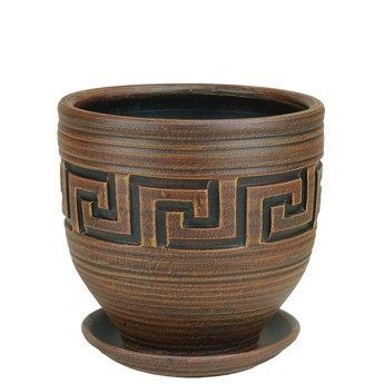 Горшок керамический Меандр коба, шоколадный, 20х21см, 5л;  Россия фото в интернет-магазине Флоранж