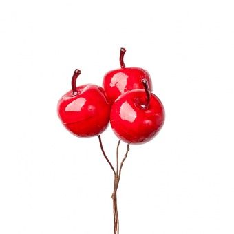 Набор яблок на вставках 3шт., D3,2x5xL10см, красный фото в интернет-магазине Флоранж