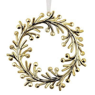 Украшение подвесное Веночек (пластик), 14х14см, золотой/серебро фото в интернет-магазине Флоранж