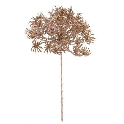 Ветка с глиттером на вставке, H23см, шампань фото в интернет-магазине Флоранж