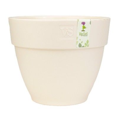 Горшок пластиковый Лори, 25х20,4см, кремовый, 6,7л; Сады Аурики фото в интернет-магазине Флоранж