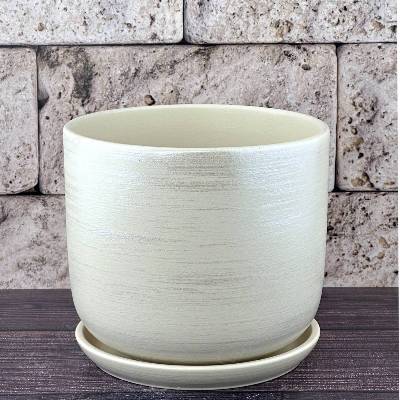 Горшок керамический цилиндр Галактика бежевый 715886 (1-й из набора), 12х10,5см, 0,8л; Россия фото в интернет-магазине Флоранж