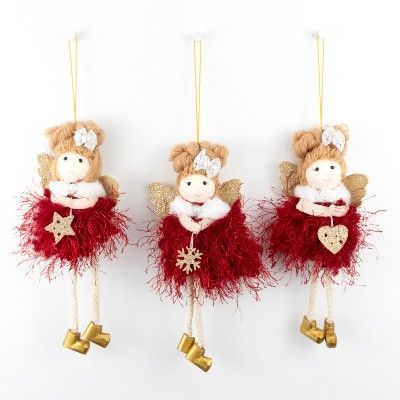 Украшение подвесное Ангел, H15х4х3см, красный фото в интернет-магазине Флоранж