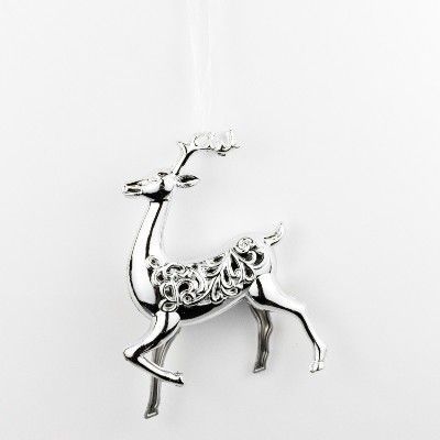 Украшение подвесное Олень (пластик), Н14,5х11,1см, серебро фото в интернет-магазине Флоранж