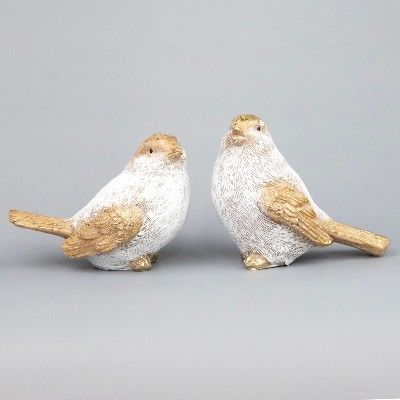 Сувенир Птичка (полирезин), Н7х9х5,5см белый-золото фото в интернет-магазине Флоранж