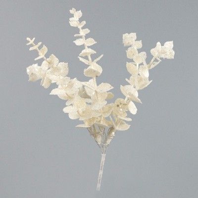 Эвкалипт с глиттером, H25см, белый фото в интернет-магазине Флоранж