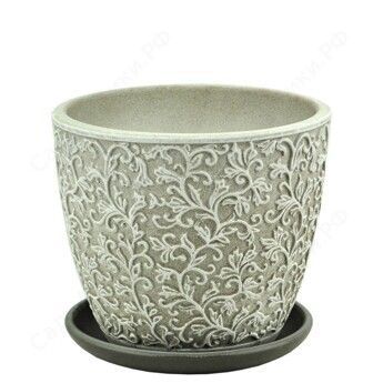 Горшок керамический бутон Орнамент 646265 (2-й из набора), 14х13см, 1,3л; Россия