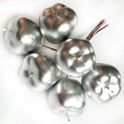 Набор яблок на вставках 6шт., D3xL12см, серебряный фото в интернет-магазине Флоранж