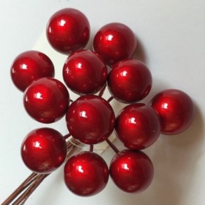 Набор шариков на вставках 12шт, D2xL11см, красный фото в интернет-магазине Флоранж