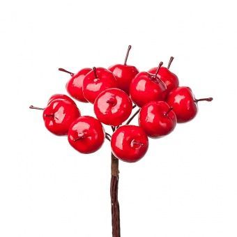 Набор яблок на вставках 12шт., D1,8x2,1xL10см, красный