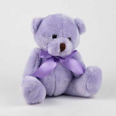 Игрушка м/н Медведь с бантом, 15см, светло-сиреневый фото в интернет-магазине Флоранж