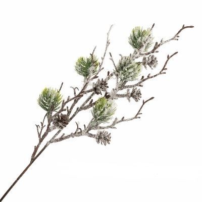 Ветка еловая заснеженная искусственная (пластик), 50 см белый фото в интернет-магазине Флоранж