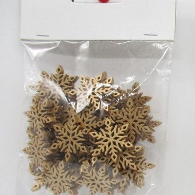 Набор конфетти Снежинки 24шт. (дерево), 3х3см, золото фото в интернет-магазине Флоранж
