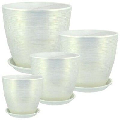 Горшок керамический Бутон Перламутр 675128 (2-й из набора), 15х15см, 2л, белый; Россия фото в интернет-магазине Флоранж