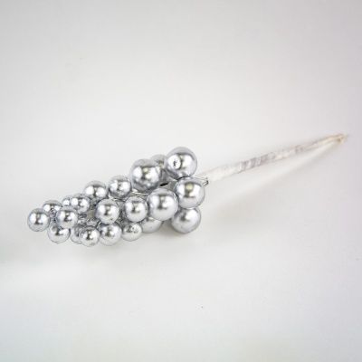 Ветка с ягодами, H19см, серебряный фото в интернет-магазине Флоранж